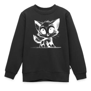 Chat mignon bébé dessin au crayon - Sweat Premium enfant bio - noir - Devant - AI Model Kid Female (0cm)