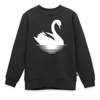 Stolzer Schwan Wasservogel Portrait - Kinder Premium Organic Sweatshirt - Schwarz - Vorne - AI Model Kid Female (0cm)