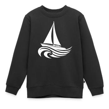 Segelyacht bei schwerem Wellengang auf offener See - Kinder Premium Organic Sweatshirt - Schwarz - Vorne - AI Model Kid Female (0cm)