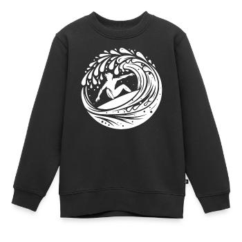 Profi Surfer der in Welle Tunnel surft - Kinder Premium Organic Sweatshirt - Schwarz - Vorne - AI Model Kid Female (0cm)