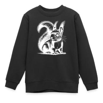 Croquis pour enfants écureuil dessin au crayon - Sweat Premium enfant bio - noir - Devant - AI Model Kid Female (0cm)