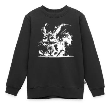Total verschlafenes Eichhörnchen Horror Skizze - Kinder Premium Organic Sweatshirt - Schwarz - Vorne - AI Model Kid Female (0cm)