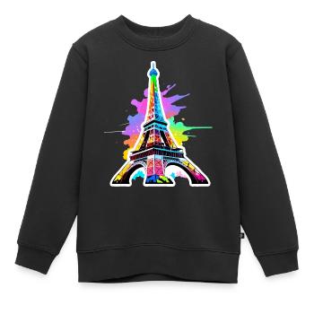 Eiffel tower #18 - Kids Premium Organic Sweatshirt - black - Front - AI Model Kid Female (0cm)