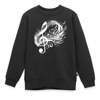 Les notes de musique tourbillonnent avec la clé - Sweat Premium enfant bio - noir - Devant - AI Model Kid Female (0cm)