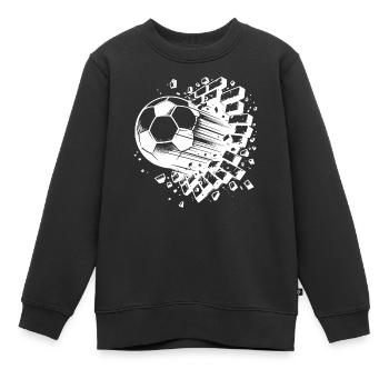 Knaller Fußball Schuss durchbricht Ziegel Wand - Kinder Premium Organic Sweatshirt - Schwarz - Vorne - AI Model Kid Female (0cm)