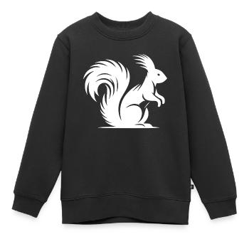 Putziges Eichhörnchen mit buschigem Schwanz - Kinder Premium Organic Sweatshirt - Schwarz - Vorne - AI Model Kid Female (0cm)