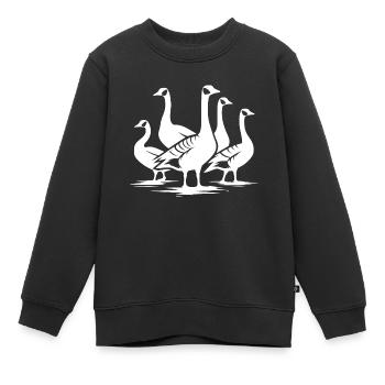Troupe avicole de jolies oies sauvages - Sweat Premium enfant bio - noir - Devant - AI Model Kid Female (0cm)