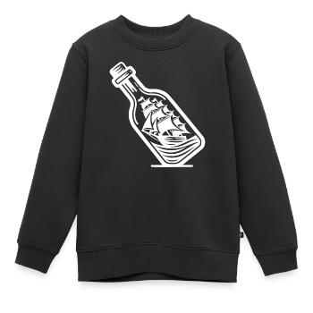Bateau en bouteille Voilier à voiles - Sweat Premium enfant bio - noir - Devant - AI Model Kid Female (0cm)