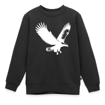 Aigle élégant s’approchant avec de larges ailes - Sweat Premium enfant bio - noir - Devant - AI Model Kid Female (0cm)