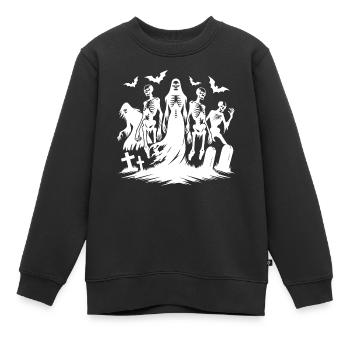 Groupe de cimetière zombie de la nuit d’Halloween - Sweat Premium enfant bio - noir - Devant - AI Model Kid Female (0cm)