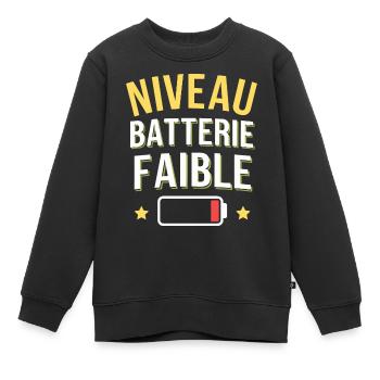 Niveau batterie faible - Sweat Premium enfant bio - noir - Devant - AI Model Kid Female (0cm)