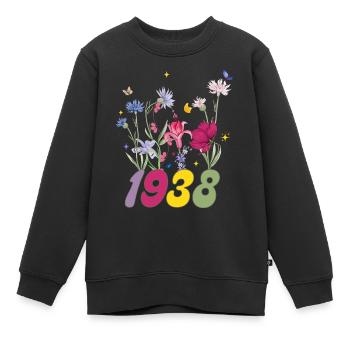 Geburtsjahr 1938 Wildblumen - Kinder Premium Organic Sweatshirt - Schwarz - Vorne - AI Model Kid Female (0cm)