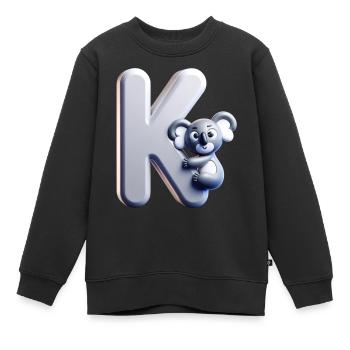 Knuddeliger Koala klettert auf den Buchstaben K - Kinder Premium Organic Sweatshirt - Schwarz - Vorne - AI Model Kid Female (0cm)