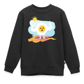 Ei (Muskeln, Strand) - Kinder Premium Organic Sweatshirt - Schwarz - Vorne - AI Model Kid Female (0cm)