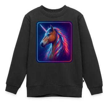 Noriker Einhorn im Neon-Stil Design - Kinder Premium Organic Sweatshirt - Schwarz - Vorne - AI Model Kid Female (0cm)