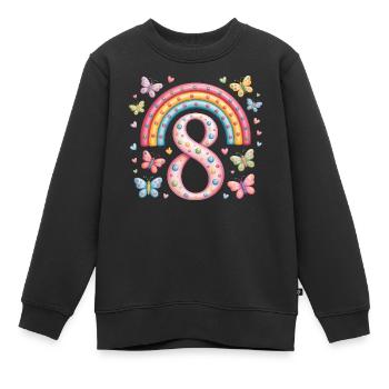 Rainbow Butterfly 8th Birthday Girl - Kids Premium Organic Sweatshirt - black - Front - AI Model Kid Female (0cm)