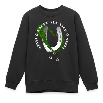 Naturinspiriertes Hufeisen mit Klee - Kinder Premium Organic Sweatshirt - Schwarz - Vorne - AI Model Kid Female (0cm)