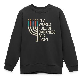 Be a Light Happy Hanukkah - Kids Premium Organic Sweatshirt - black - Front - AI Model Kid Female (0cm)