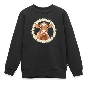 Braune Kuh - Kinder Premium Organic Sweatshirt - Schwarz - Vorne - AI Model Kid Female (0cm)