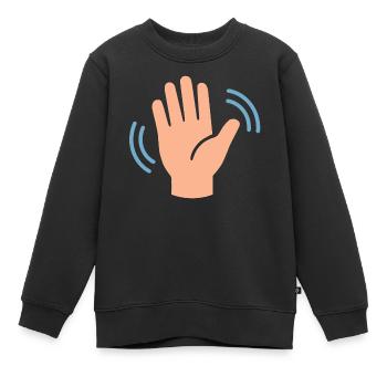 Winken-Hand Symbol Grafik - Kinder Premium Organic Sweatshirt - Schwarz - Vorne - AI Model Kid Female (0cm)