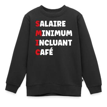 Salaire Minimum Inclusant Café smic - Sweat Premium enfant bio - noir - Devant - AI Model Kid Female (0cm)