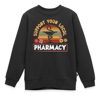 Retro-unterstützung Für Ihre Lokale Apotheke - Kinder Premium Organic Sweatshirt - Schwarz - Vorne - AI Model Kid Female (0cm)