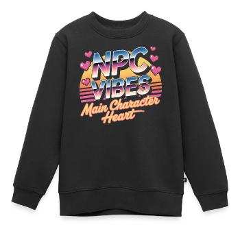 NPC Vibes | Main Character Energy Gaming - Kinder Premium Organic Sweatshirt - Schwarz - Vorne - AI Model Kid Female (0cm)