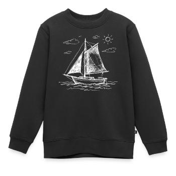 Segelboot hand gezeichnet - Kinder Premium Organic Sweatshirt - Schwarz - Vorne - AI Model Kid Female (0cm)