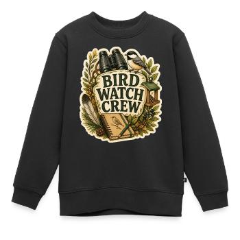 BIRD WATCH CREW Wolken - Kinder Premium Organic Sweatshirt - Schwarz - Vorne - AI Model Kid Female (0cm)