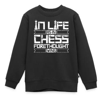 Échiquier des joueurs d’échecs - Sweat Premium enfant bio - noir - Devant - AI Model Kid Female (0cm)