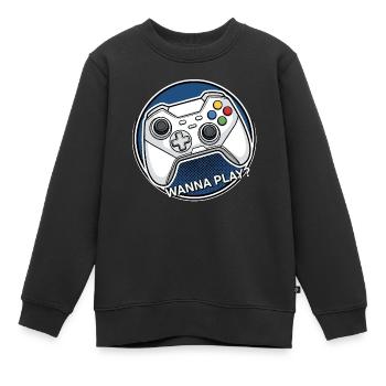 Logo manette : voulez jouer - Sweat Premium enfant bio - noir - Devant - AI Model Kid Female (0cm)