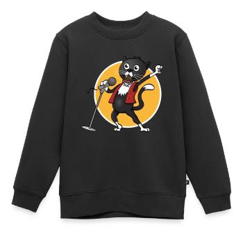 Die fröhlich singende singende schwarze Katze - Kinder Premium Organic Sweatshirt - Schwarz - Vorne - AI Model Kid Female (0cm)
