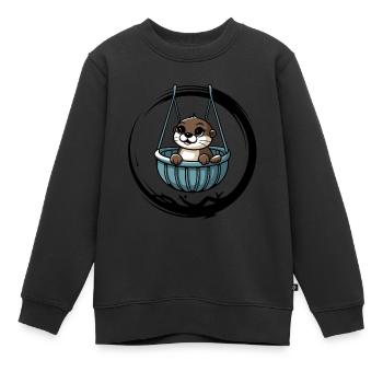 Mignon bébé loutre dans un lit bébé - Sweat Premium enfant bio - noir - Devant - AI Model Kid Female (0cm)