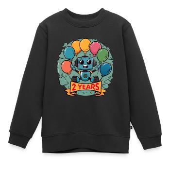 2 Jahre Geburtstag Kleiner Roboter mit Luftballons - Kinder Premium Organic Sweatshirt - Schwarz - Vorne - AI Model Kid Female (0cm)