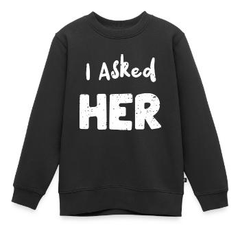 Je lui ai demandé - Mariage - Sweat Premium enfant bio - noir - Devant - AI Model Kid Female (0cm)