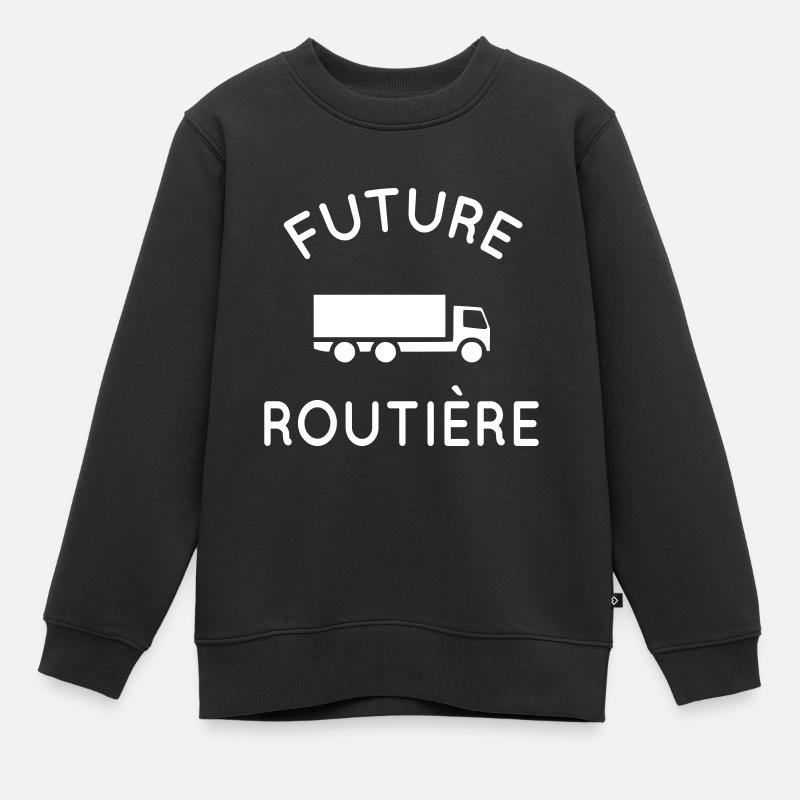 Future routière - Idée cadeau - Camion - Sweat Premium enfant bio - noir