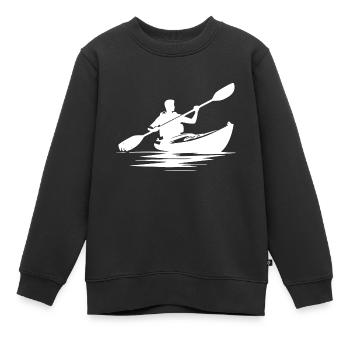 Bateau kayak maniable pour les excursions en kayak - Sweat Premium enfant bio - noir - Devant - AI Model Kid Female (0cm)