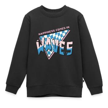 Happiness comes in waves Sommer Strand Retro Surf - Kinder Premium Organic Sweatshirt - Schwarz - Vorne - AI Model Kid Female (0cm)