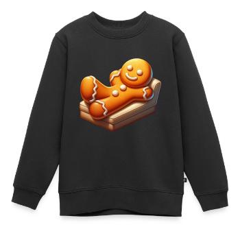 Lebkuchenmann Freizeit Weihnachten - Kinder Premium Organic Sweatshirt - Schwarz - Vorne - AI Model Kid Female (0cm)