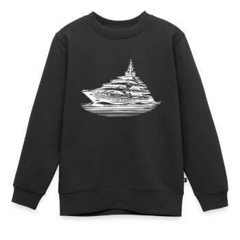 Luxus Motoryacht auf hoher See - Kinder Premium Organic Sweatshirt - Schwarz - Vorne - AI Model Kid Female (0cm)