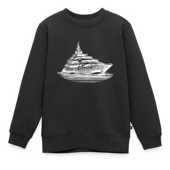 Große Luxus Motoryacht auf hoher See - Kinder Premium Organic Sweatshirt - Schwarz - Vorne - AI Model Kid Female (0cm)