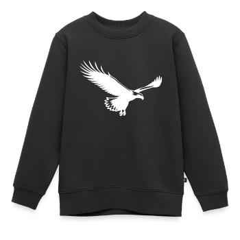 Aigle élégant sur de larges ailes dans le vent - Sweat Premium enfant bio - noir - Devant - AI Model Kid Female (0cm)