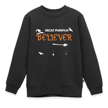 Grand croyant à la citrouille - Halloween - Sweat Premium enfant bio - noir - Devant - AI Model Kid Female (0cm)