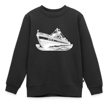 Schnittiges Hochseeschiff Kutter Schlepper - Kinder Premium Organic Sweatshirt - Schwarz - Vorne - AI Model Kid Female (0cm)