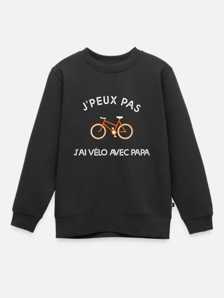 je peux pas j'ai vélo avec papa - Sweat Premium enfant bio - noir