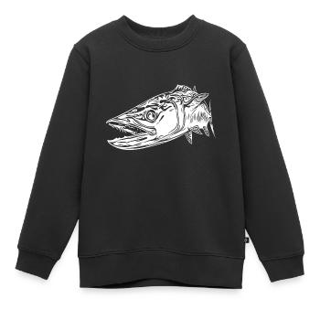 Grand barracuda vintage avec des dents dangereuses - Sweat Premium enfant bio - noir - Devant - AI Model Kid Female (0cm)