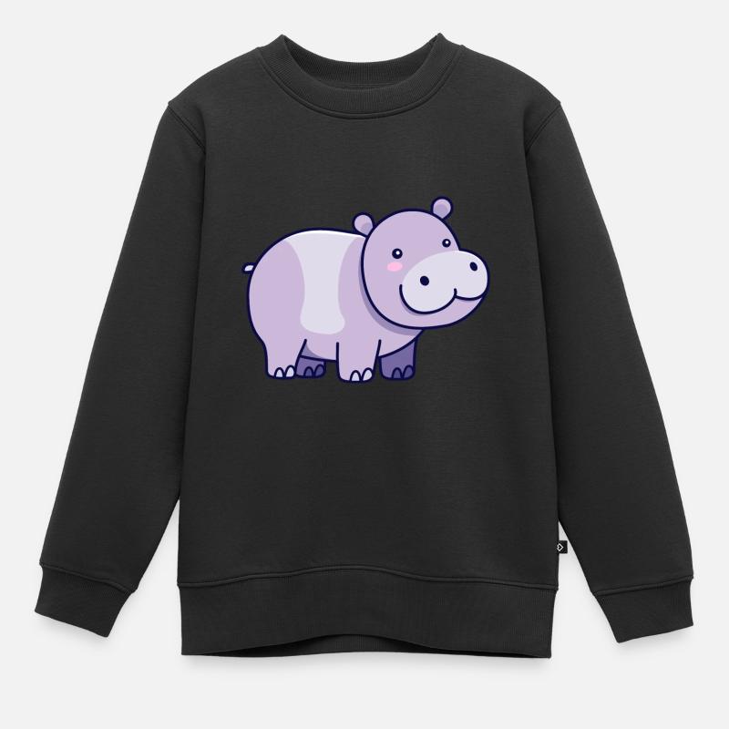 Hippopotame - Sweat Premium enfant bio - noir