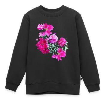 laurier-rose,fleur,lotus,vigne,floral,fleurs - Sweat Premium enfant bio - noir - Devant - AI Model Kid Female (0cm)