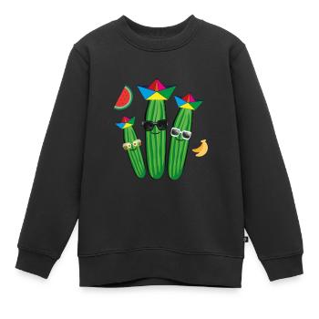Famille du concombre,Concombre,Concombre,Fruits, Pastèque - Sweat Premium enfant bio - noir - Devant - AI Model Kid Female (0cm)