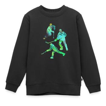 Eishockey, Hockey, Graffiti, bunt, stencil - Kinder Premium Organic Sweatshirt - Schwarz - Vorne - AI Model Kid Female (0cm)